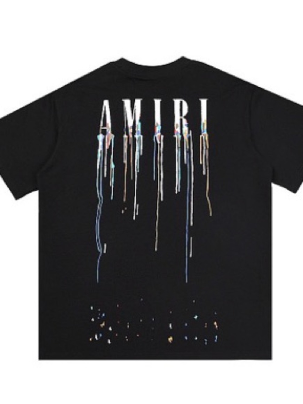 AMIRI Black Tee with Metallic Drip Logo
